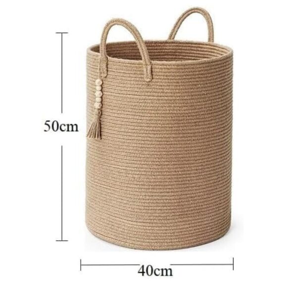 Storage Basket with Tassels – Large Woven Basket for Home Organization, Laundry, Blankets, Toys & Pillows - Image 5