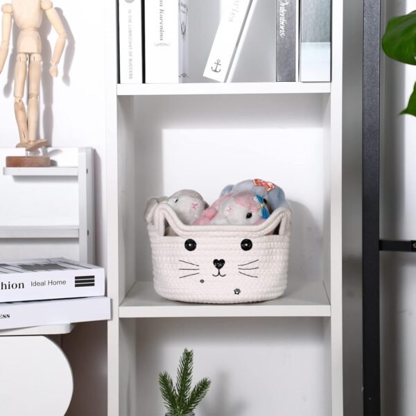 Cute Cat Design Cotton Rope Kids Storage Basket – Ideal for Toy Storage, Nursery Organization, and Decorative Use - Image 4
