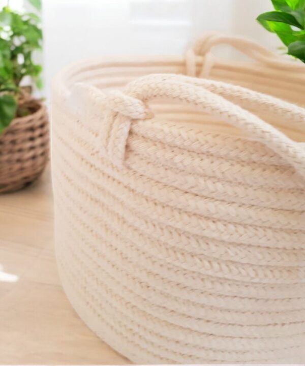 Set of 2  Cotton Rope Hanging Planter Basket - Image 4