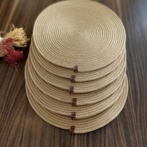 Cotton Rope Placemats, 14-inch round design, perfect for dining and table decor.