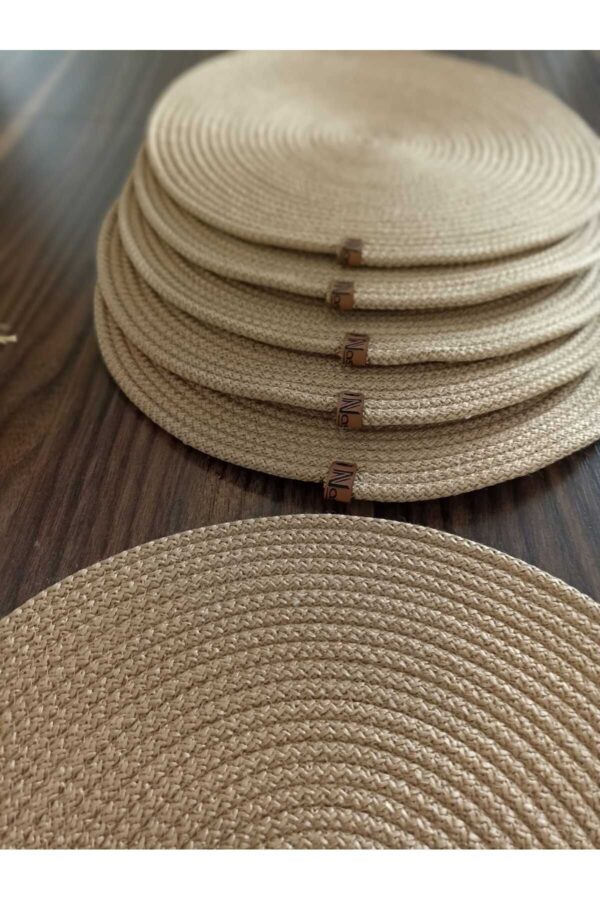 Cotton Rope Placemats, 14-inch round design, perfect for dining and table decor.