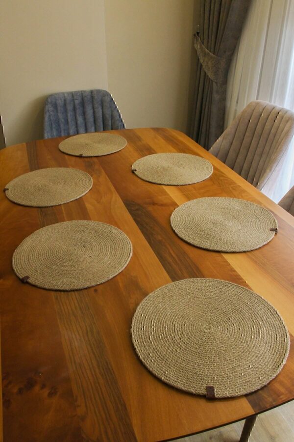 Cotton Rope Placemats, 14-inch round design, perfect for dining and table decor.