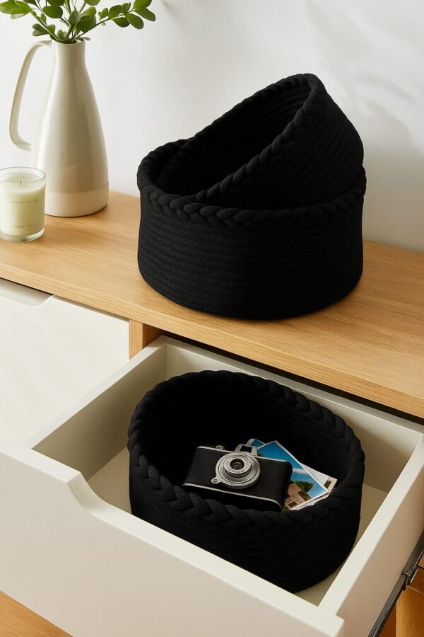 Braided Cotton Rope Basket for Storage &Home Organization - Image 4