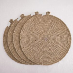 ound 14-inch jute placemats with a natural texture, ideal for eco-friendly and stylish table settings."