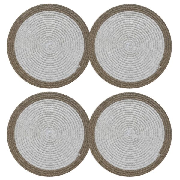 Cotton Rope Placemats, 14-inch round design, perfect for dining and table decor.