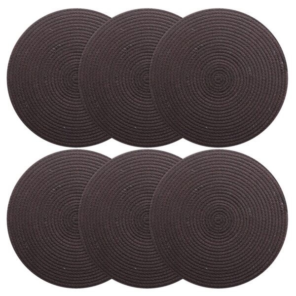 Brown Cotton Rope Placemats, 14-inch round design, perfect for dining and table decor.