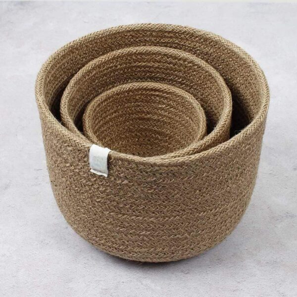 jute planter basket set, natural jute basket for plants, eco-friendly storage baskets, decorative jute planters, rustic storage baskets, jute basket set for home decor, multipurpose jute planters, indoor plant baskets, handcrafted jute baskets, small decorative storage baskets