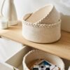 Round Braided Cotton Rope Basket – Available in 3 Sizes for Storage and Home Organization
