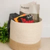 jute and cotton rope basket, 10-inch planter basket, eco-friendly storage basket, decorative indoor planter, natural two-tone storage basket, cotton rope basket for plants, stylish planter and organizer basket, multipurpose jute basket, indoor plant holder basket, sustainable home storage solution