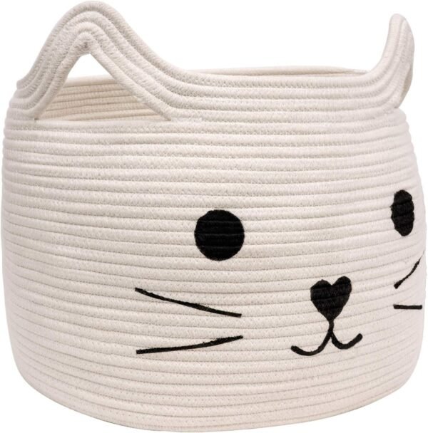 big cat toy basket, cotton rope storage bin, kids storage basket, nursery toy organizer, cat shape laundry hamper, baby room storage, kids toy bin, cute animal basket, soft rope storage, large toy organizer, playroom storage, stuffed animal storage bin, collapsible toy basket, eco-friendly kids storage, cotton rope toy organizer