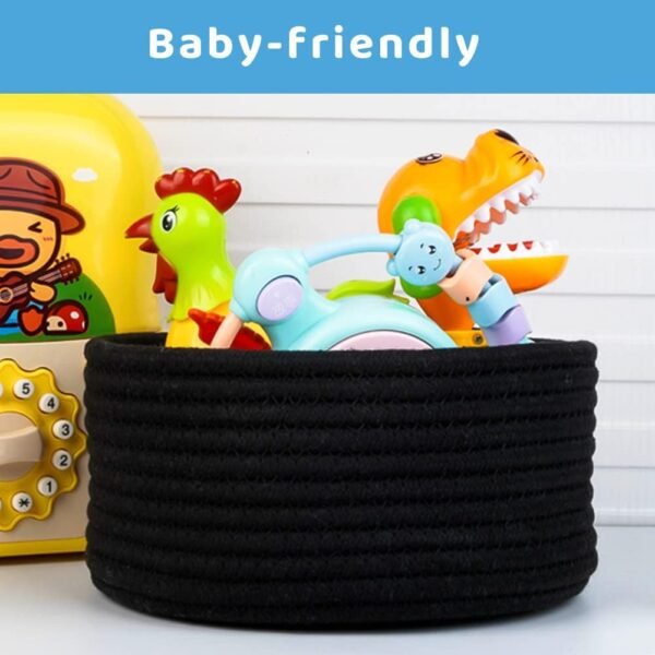 small rope basket set Pakistan black cotton rope gift basket mini round storage bin eco-friendly small organizer countertop basket in Pakistan