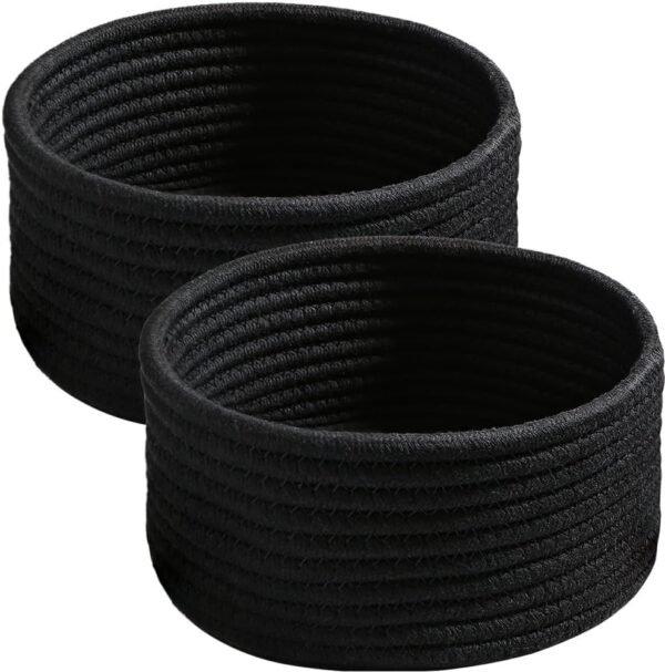 small rope basket set Pakistan black cotton rope gift basket mini round storage bin eco-friendly small organizer countertop basket in Pakistan