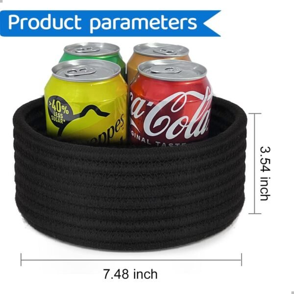 small rope basket set Pakistan black cotton rope gift basket mini round storage bin eco-friendly small organizer countertop basket in Pakistan