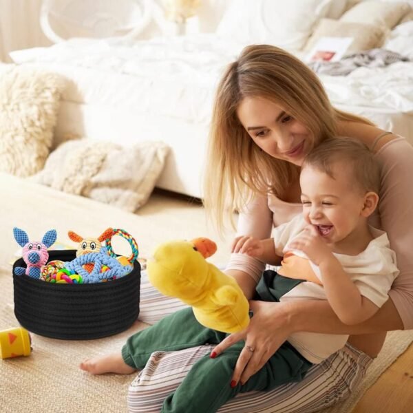 small rope basket set Pakistan black cotton rope gift basket mini round storage bin eco-friendly small organizer countertop basket in Pakistan