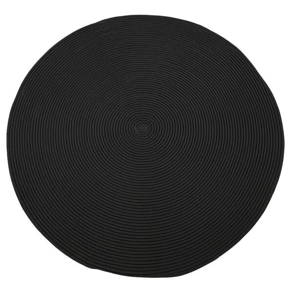 black cotton rope rug Pakistan cotton round rug online Pakistan handmade round rug for living room black circular floor mat Pakistan minimalist cotton rug Pakistan braided cotton rug Pakistan boho style round rug in Pakistan washable cotton rope rug cotton floor mat Pakistan black round rug for living room