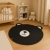bear face rug, black and white bear rug, 3ft animal rug, cotton rope kids rug, round bear rug, toddler play mat, kids room decor rug, bear shaped nursery mat, animal floor rug for kids,