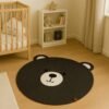 bear face rug, black and white bear rug, 3ft animal rug, cotton rope kids rug, round bear rug, toddler play mat, kids room decor rug, bear shaped nursery mat, animal floor rug for kids,