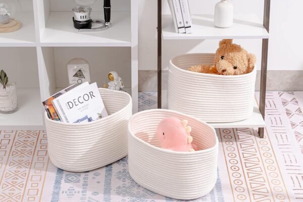 Cube cotton rope basket Cube shelf organizer basket Storage cube basket for kids room Closet bin for toys and clothes Cotton storage bin for Daraz White rope organizer Pakistan Black storage basket for shelves Home storage solutions Pakistan