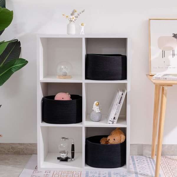 Cube cotton rope basket Cube shelf organizer basket Storage cube basket for kids room Closet bin for toys and clothes Cotton storage bin for Daraz White rope organizer Pakistan Black storage basket for shelves Home storage solutions Pakistan