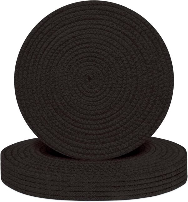 Black cotton rope placemats set