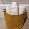 light orange laundry basket cotton rope laundry hamper Pakistan large storage bin with handles laundry basket for clothes Pakistan round storage basket for towels toy storage basket cotton rope laundry bin for bedroom decor home organizer basket Daraz cotton rope basket online Pakistan