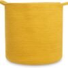 light orange laundry basket cotton rope laundry hamper Pakistan large storage bin with handles laundry basket for clothes Pakistan round storage basket for towels toy storage basket cotton rope laundry bin for bedroom decor home organizer basket Daraz cotton rope basket online Pakistan