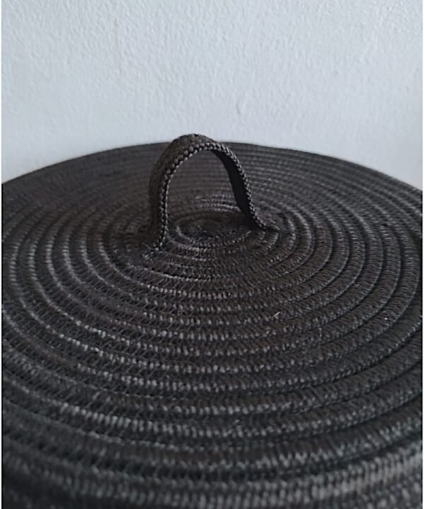 Black rope basket with lid Pakistan Cotton rope storage basket with cover Round organizer box for makeup Multipurpose black storage basket Toy storage basket with lid in Pakistan Cotton rope container bin with lid Daraz baskets black Facebook Marketplace rope baskets Rope storage baskets for bedroom Pakistan