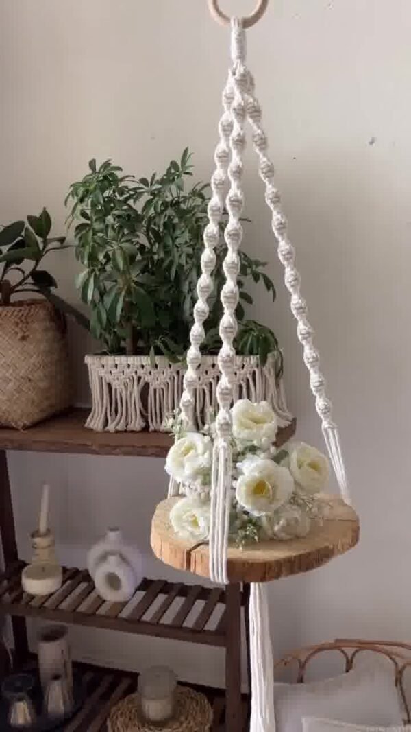 macrame wood shelf Pakistan hanging wooden shelf boho macrame shelf for indoor plants cotton rope wall decor handmade macrame hanging floating wood shelf with rope boho shelf for living room nursery wall shelf macrame macrame decor Pakistan home decor shelves cotton rope