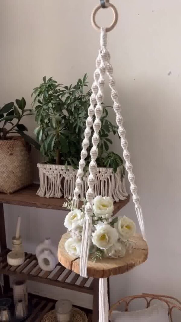 macrame wood shelf Pakistan hanging wooden shelf boho macrame shelf for indoor plants cotton rope wall decor handmade macrame hanging floating wood shelf with rope boho shelf for living room nursery wall shelf macrame macrame decor Pakistan home decor shelves cotton rope