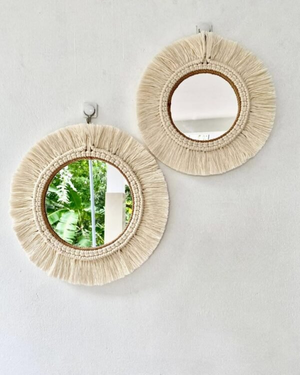 Handmade Macrame Wall Mirror – Boho Home Decor - Image 2