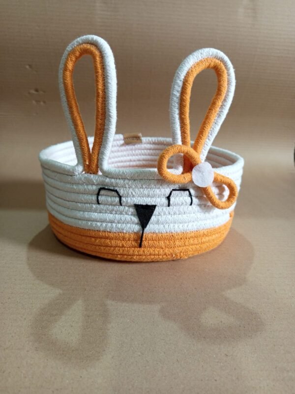 Cute Bunny Face Cotton Rope Basket For Kids Room Décor - Image 4
