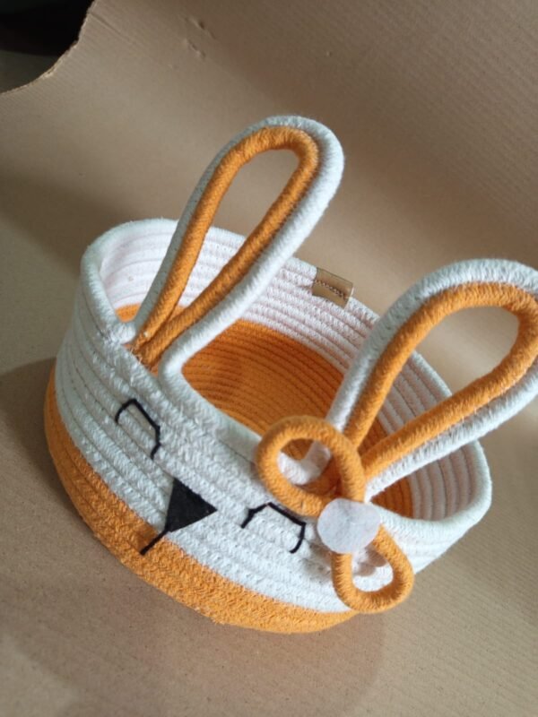 Cute Bunny Face Cotton Rope Basket For Kids Room Décor - Image 3