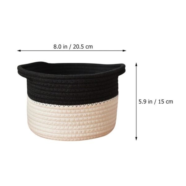 Small Organizer Basket – Black & White Round Bin - Image 5