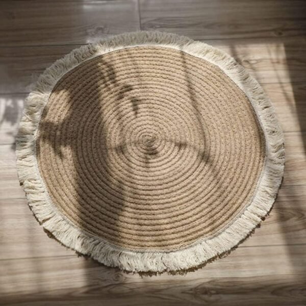 macrame tassel rug boho cotton rope rug aesthetic home décor rug round tassel rug farmhouse cotton rug 2ft round boho rug 3ft macrame rug 4ft aesthetic cotton rug handmade round rug cozy corner rug jute rug