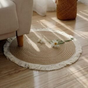 macrame tassel rug boho cotton rope rug aesthetic home décor rug round tassel rug farmhouse cotton rug 2ft round boho rug 3ft macrame rug 4ft aesthetic cotton rug handmade round rug cozy corner rug jute rug