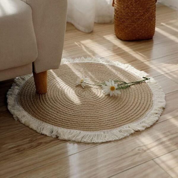 macrame tassel rug boho cotton rope rug aesthetic home décor rug round tassel rug farmhouse cotton rug 2ft round boho rug 3ft macrame rug 4ft aesthetic cotton rug handmade round rug cozy corner rug jute rug