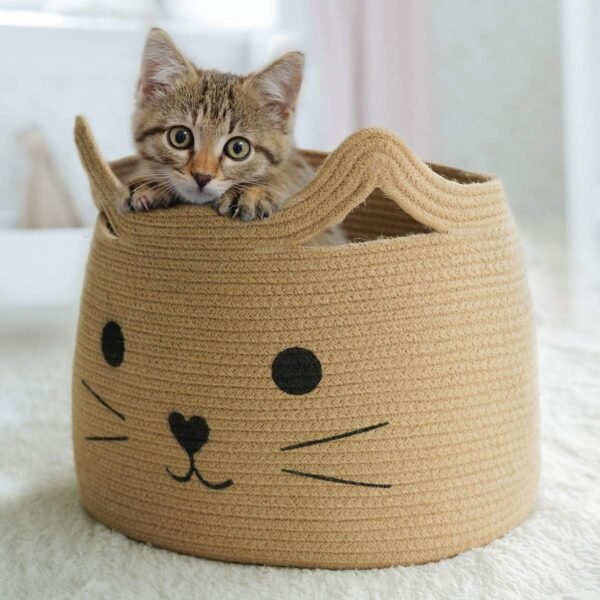 Big Cat-Shaped Kids Toy Basket - Cotton Rope Storage Basket - Image 10