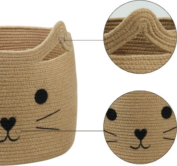 Big Cat-Shaped Kids Toy Basket - Cotton Rope Storage Basket - Image 11