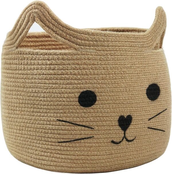 Big Cat-Shaped Kids Toy Basket - Cotton Rope Storage Basket - Image 12