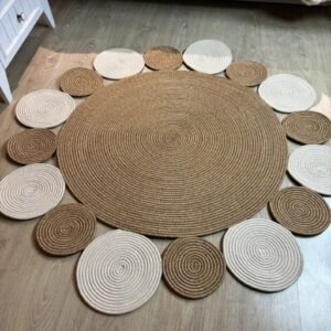 sunflower rug cotton rope jute rug boho cotton rug for nursery kids room sunflower carpet round cotton rope rug brown handmade petal rug unique boho rug for bedroom eco-friendly cotton rug sunflower mat for kids room floral rug for home decor aesthetic nursery floor mat