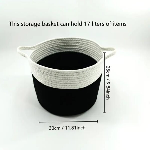 Black & White Cotton Rope Storage Basket – Stylish Organizer - Image 5