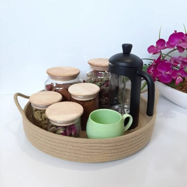 Multipurpose Cotton Rope Platter Basket– Decorative Tray - Image 3