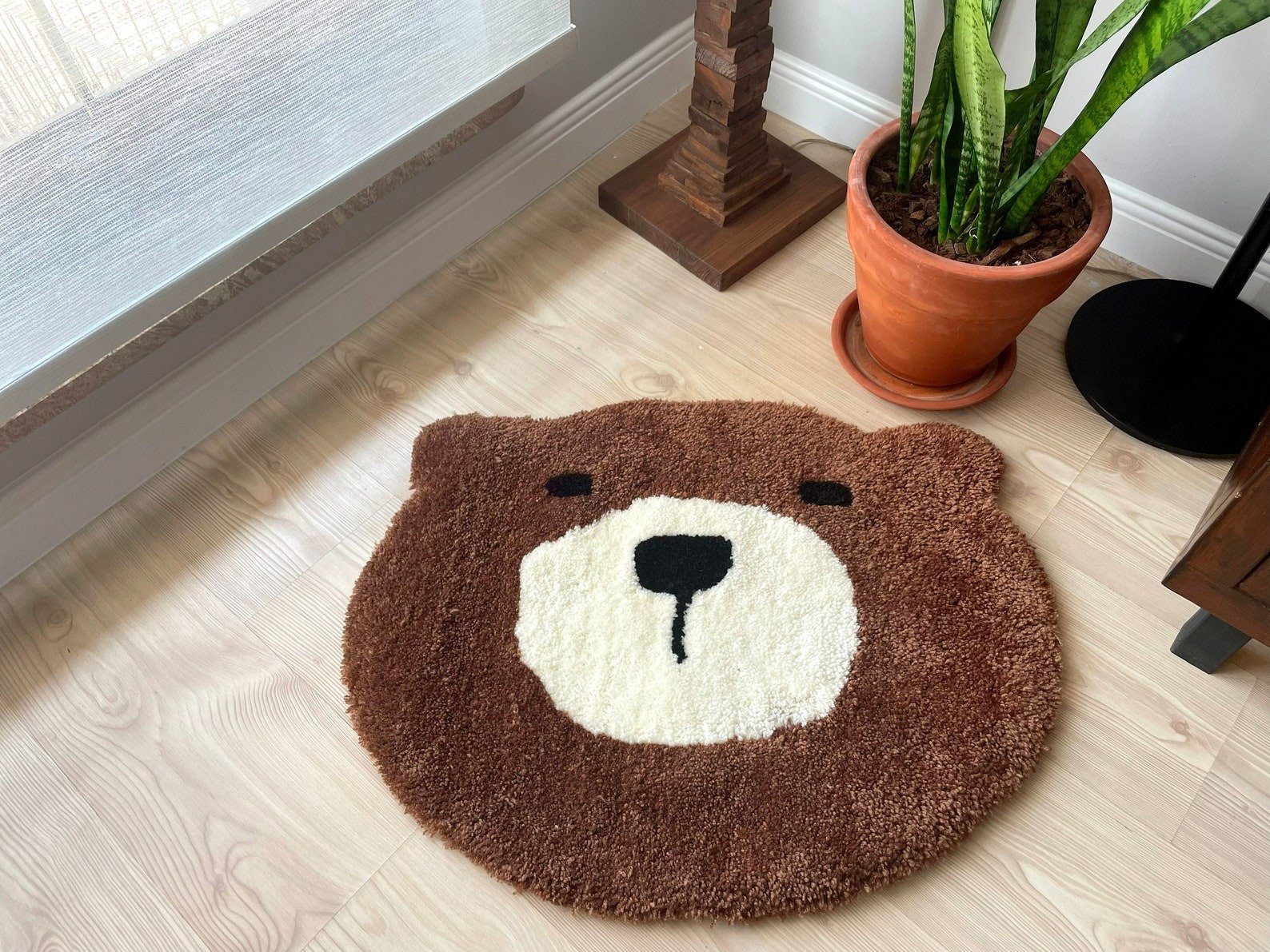 bear rug for kids room cute tufted rug Pakistan animal shape rug for nursery handmade tufted bear rug kawaii bear rug UAE cartoon rug for bedroom