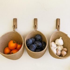 #JuteBasket #HangingStorage #EcoFriendlyOrganizer #RusticWallBasket #KitchenStorageBasket #WallMountedBaskets #NaturalHomeDecor #HandmadeBasketSet #JutePlanter #ZeroWasteStorage
