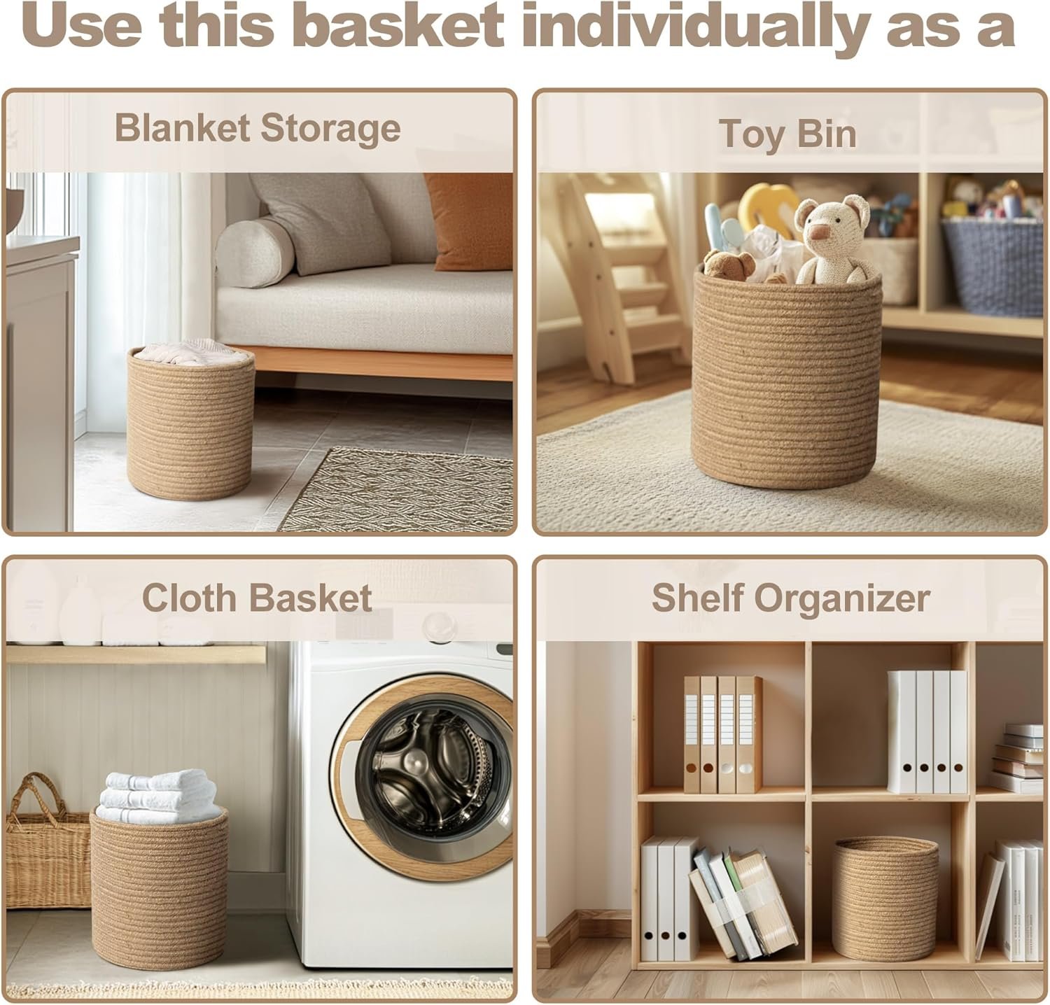 jute storage basket rope laundry basket woven storage basket round laundry hamper toy storage basket plant basket cover jute rope basket with handles blanket storage basket woven laundry basket natural fiber basket large jute rope laundry basket with handles round woven storage basket for home jute plant basket for indoor pots multipurpose storage basket for living room