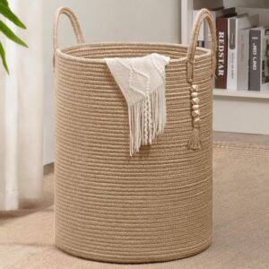 large jute basket, jute laundry basket, boho storage basket, woven jute hamper, handmade laundry basket, natural jute organizer, large toy storage basket, blanket basket, nursery storage basket, eco friendly storage basket